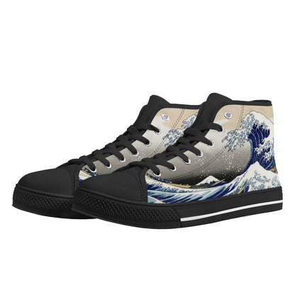 Great Wave - Women's High Top Canvas Shoes
