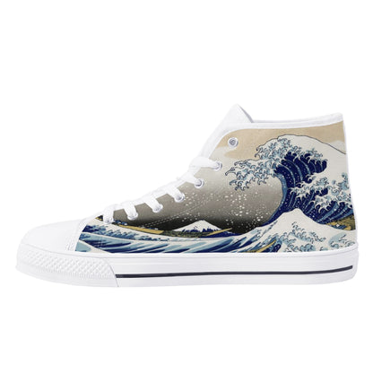 Great Wave - Women's High Top Canvas Shoes