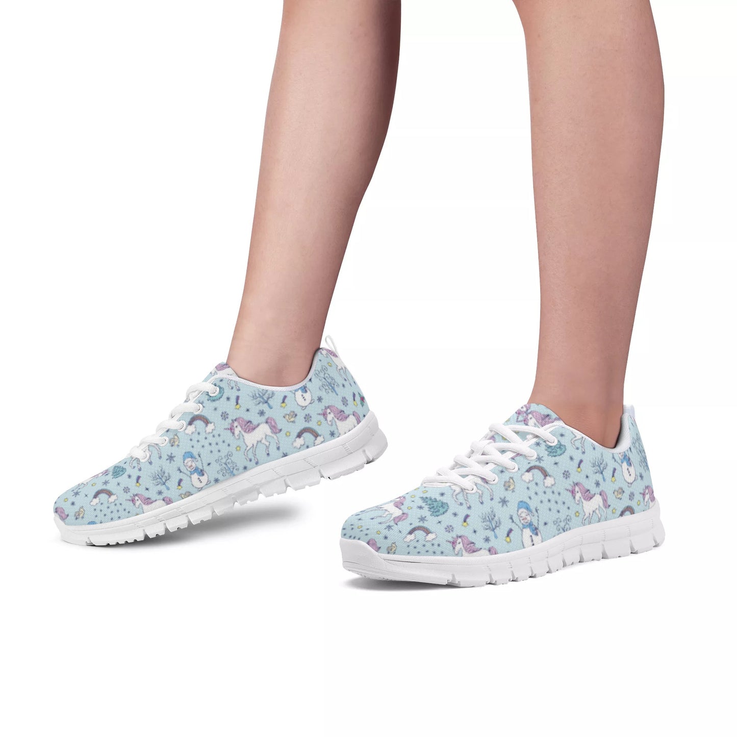 Blue Unicorn Print Women's Running Shoes