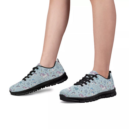 Blue Unicorn Print Women's Running Shoes