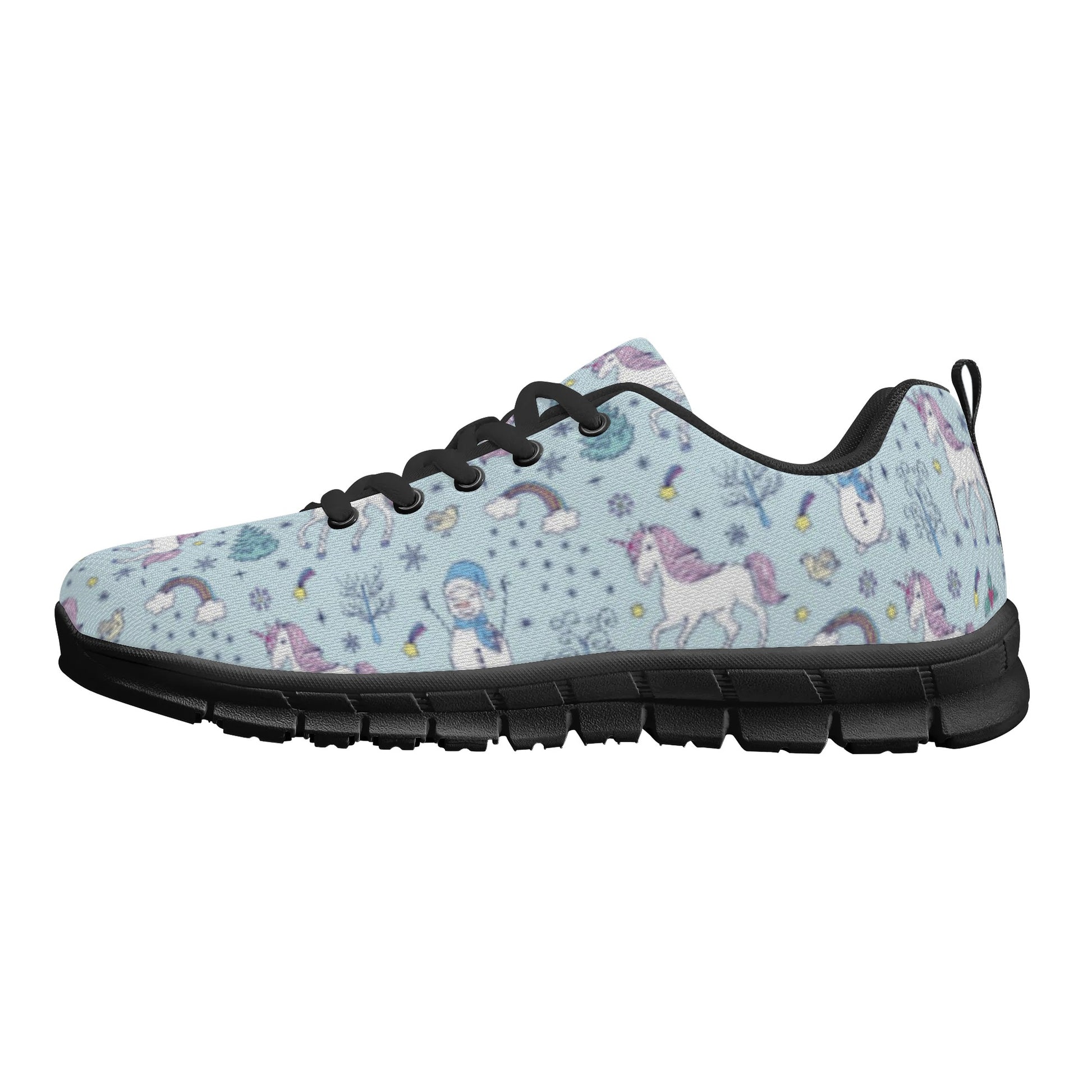 Blue Unicorn Print Women's Running Shoes