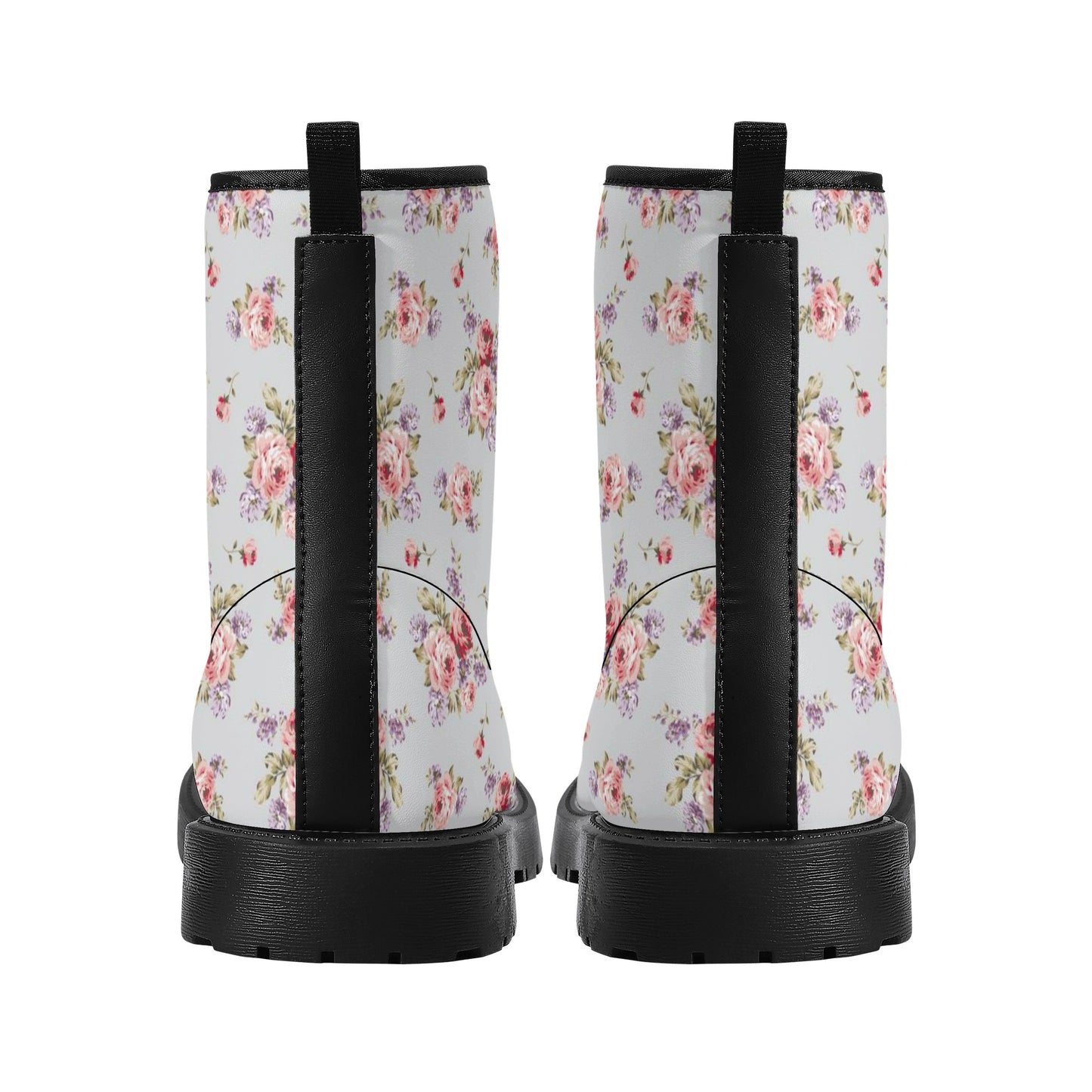 Gray & Pink Rose Printed Boots