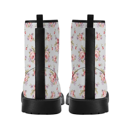 Gray & Pink Rose Printed Boots