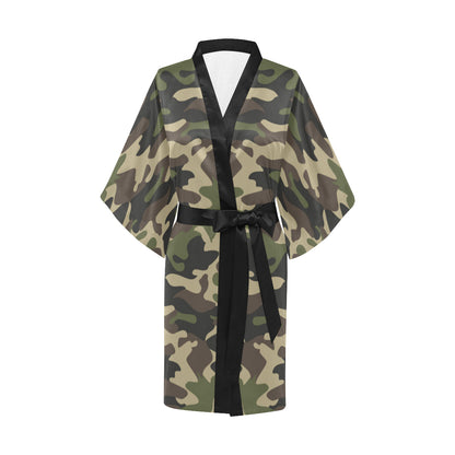 Army Green Camouflage Kimono Robe