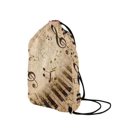 Vintage Piano & Musical Notes Drawstring Bag