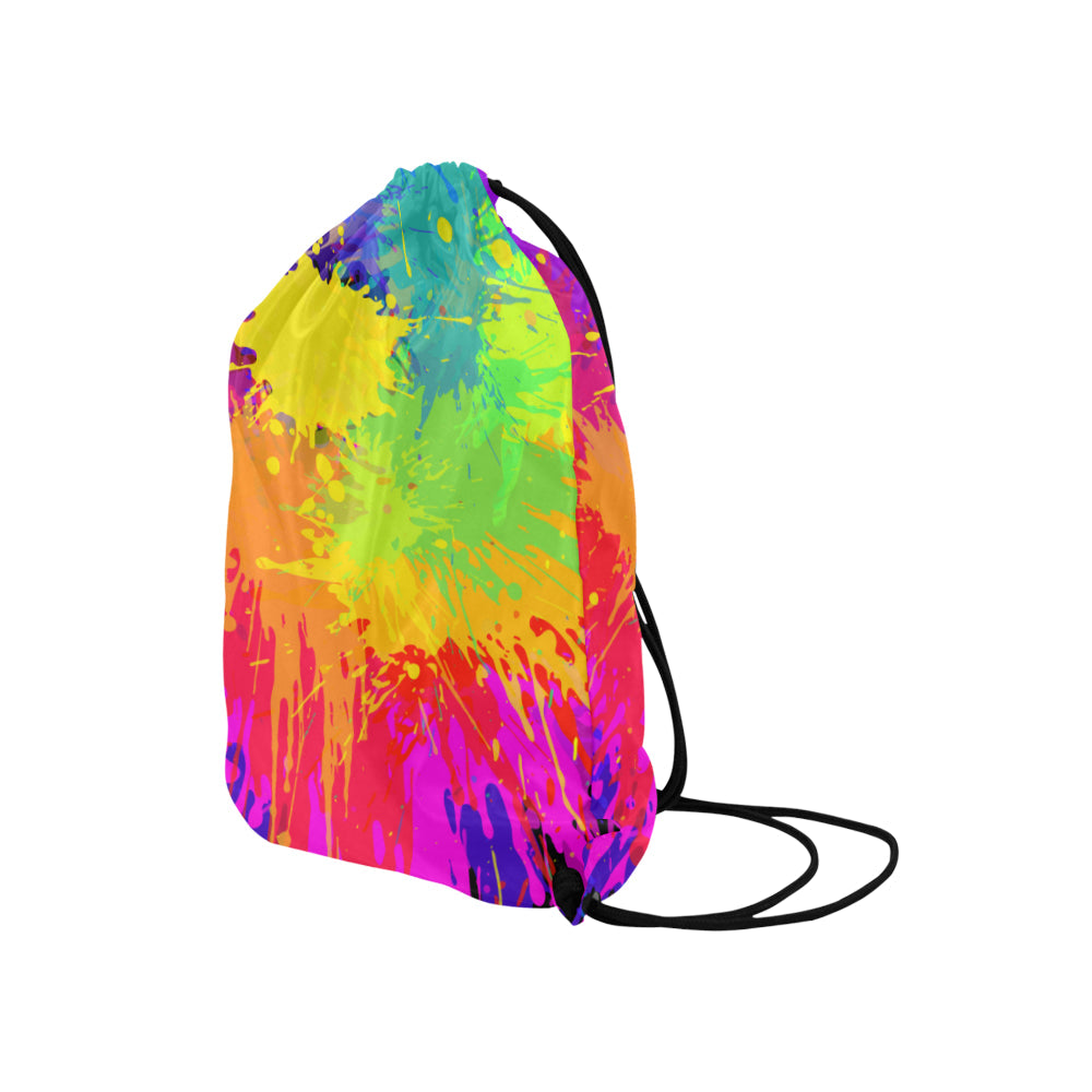 Colorful Paint Splatter Abstract Art Drawstring Bag