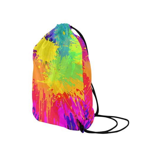 Colorful Paint Splatter Abstract Art Drawstring Bag