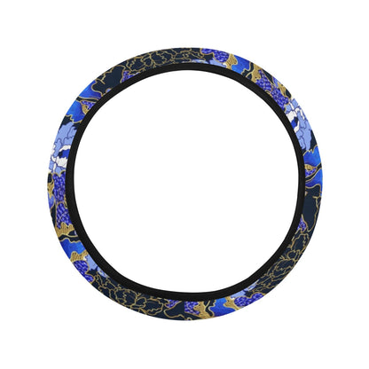 Blue Flowers Steering Wheel Cover