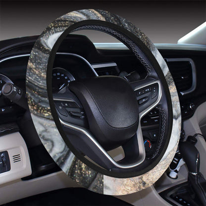 Gold Marble Print Steering Wheel Cover