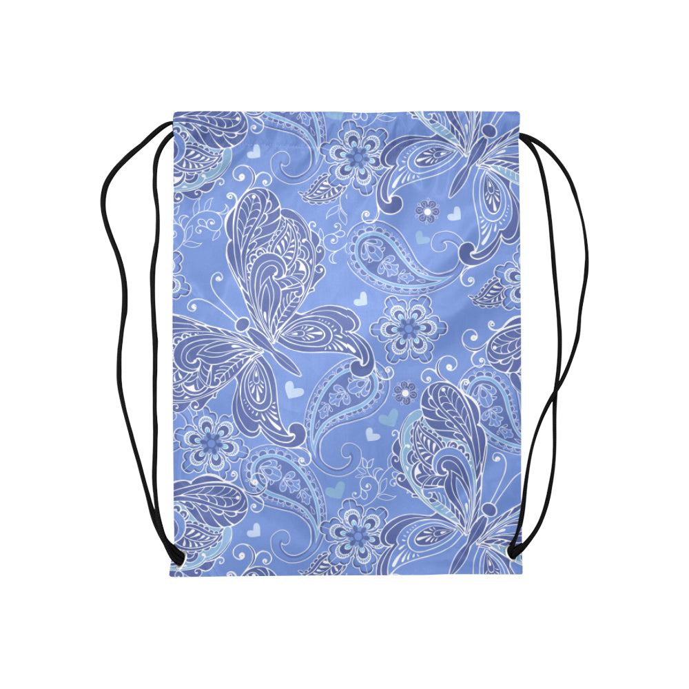Purple Butterflies Decor Drawstring Bag