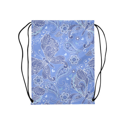 Purple Butterflies Decor Drawstring Bag
