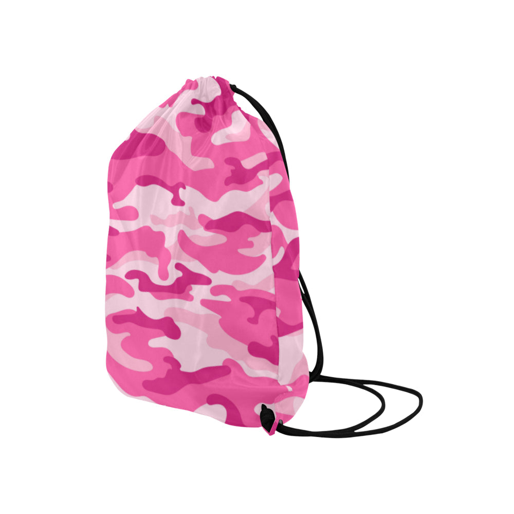 Pink Camouflage Drawstring Bag