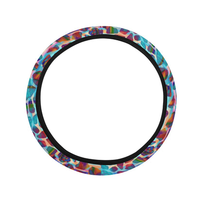 Colorful Leopard Print Steering Wheel Cover