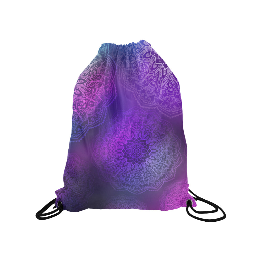 Purple Mandalas Drawstring Bag
