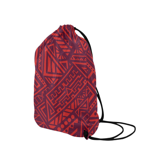 Red Tribal Polynesian Drawstring Bag