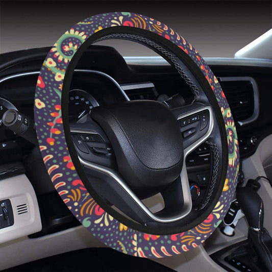 Colorful Floral Decor Steering Wheel Cover