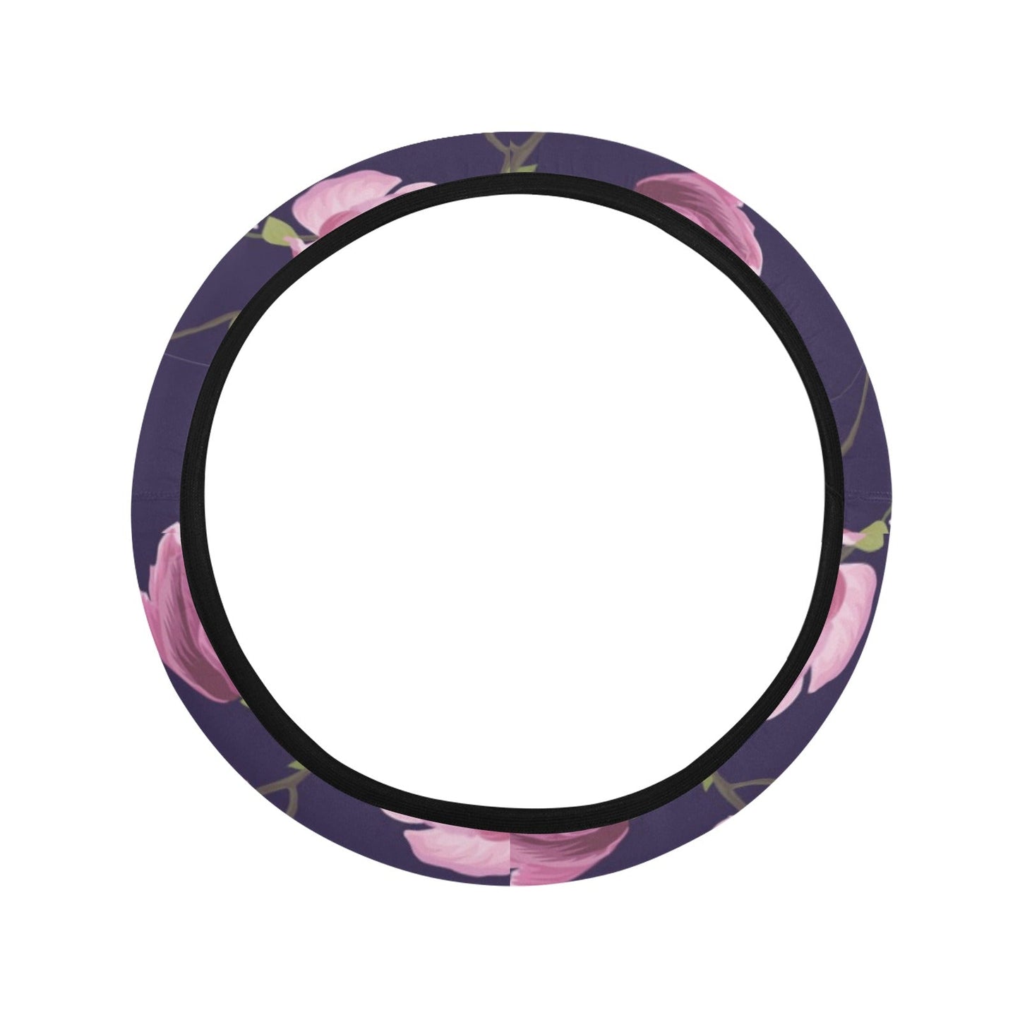 Purple Pink Flowers Steering Wheel Cover