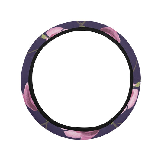 Purple Pink Flowers Steering Wheel Cover