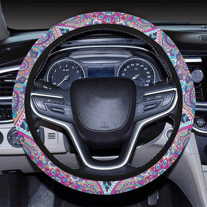 Blue Purple Persian Print Steering Wheel Cover