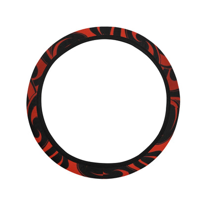 Red Tribal Swirls Steering Wheel Cover
