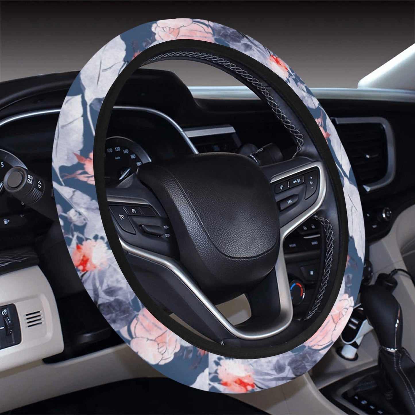 Blue Floral (3) Steering Wheel Cover