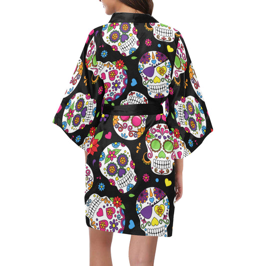 Colorful Sugar Skulls Kimono Robe