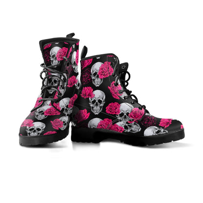 Pink Floral Skull - Boots