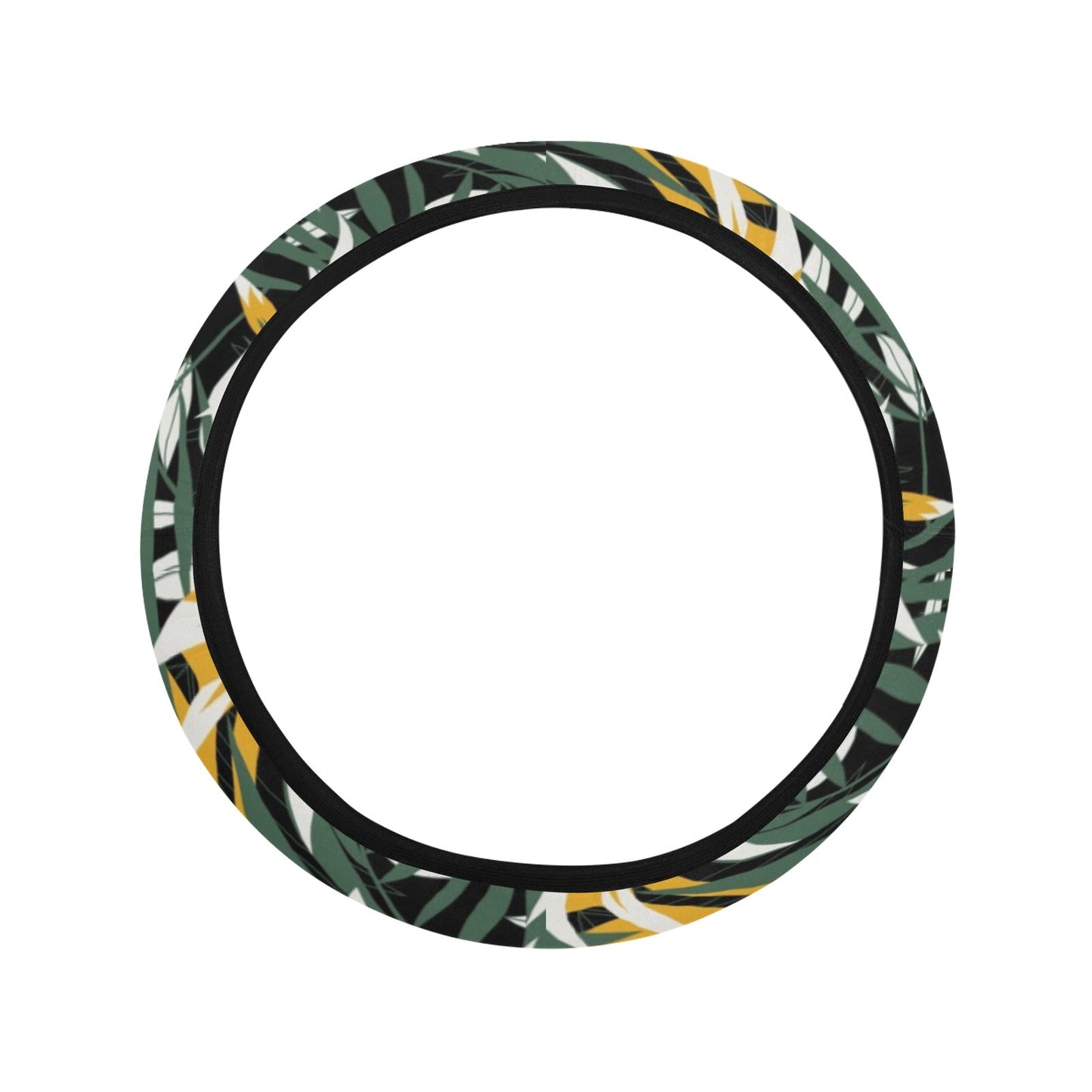 Green Yellow Leaves Steering Wheel Cover