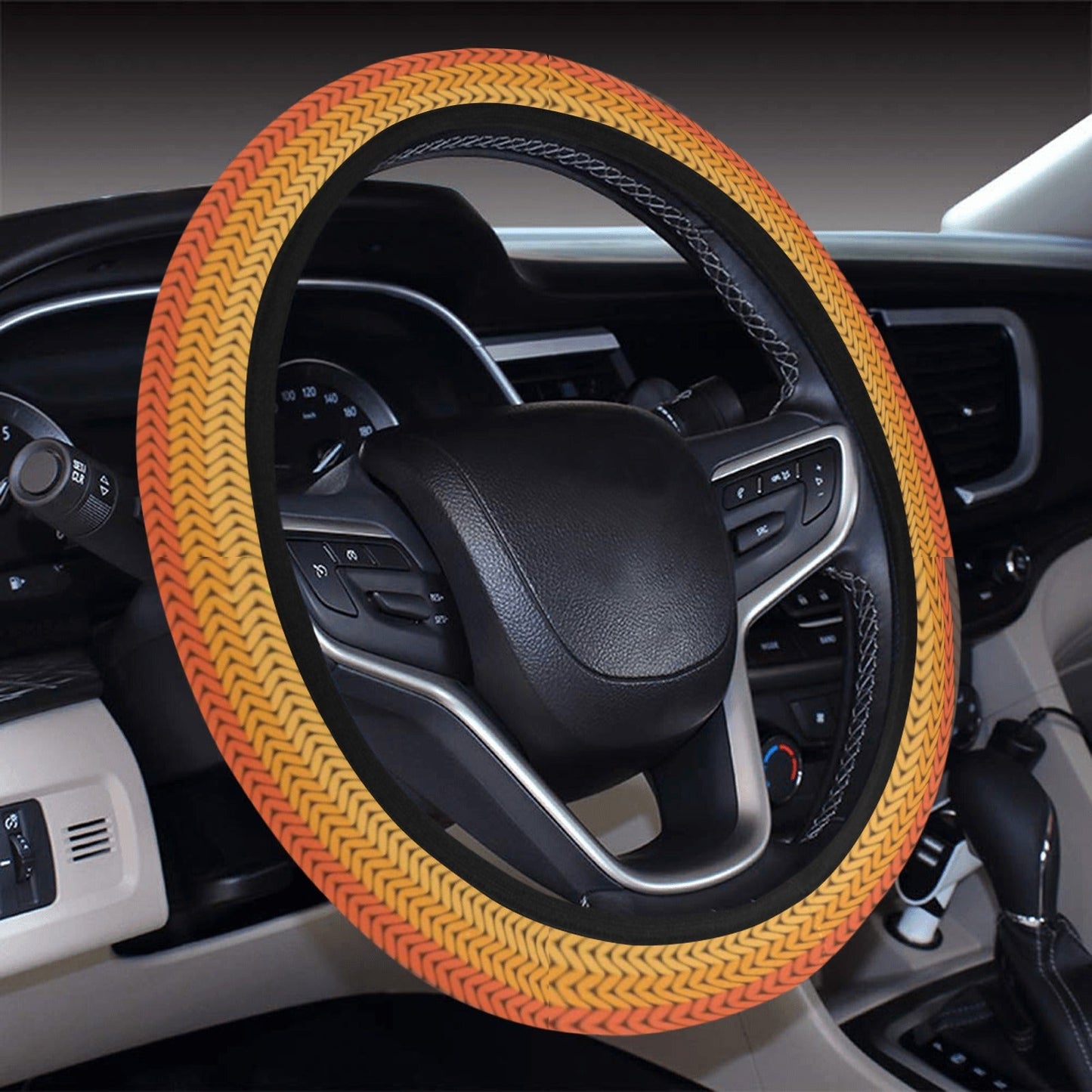 Rainbow Stripes Knit Print Steering Wheel Cover