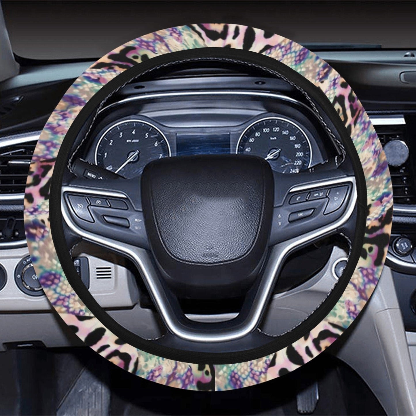 Pink Stripe Animal Print Steering Wheel Cover