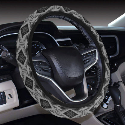 Grey Aztec Steering Wheel Cover