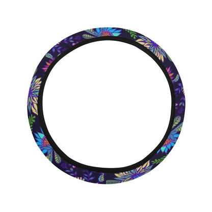 Purple Flowers Steering Wheel Cover