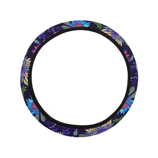 Purple Flowers Steering Wheel Cover