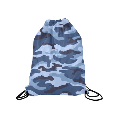 Blue Camouflage Drawstring Bag