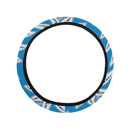 Blue Floral Decor Steering Wheel Cover