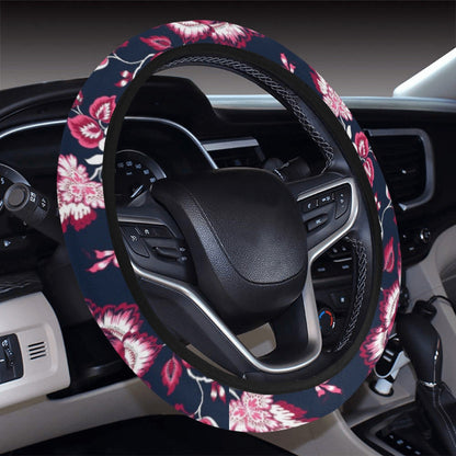 Pink Red Flowers Steering Wheel Cover