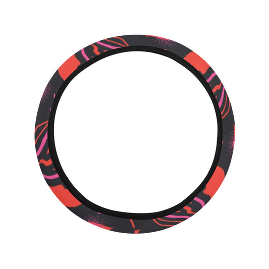 Red Floral Lips Steering Wheel Cover