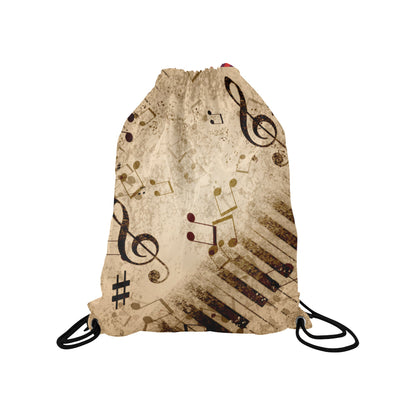 Vintage Piano & Musical Notes Drawstring Bag