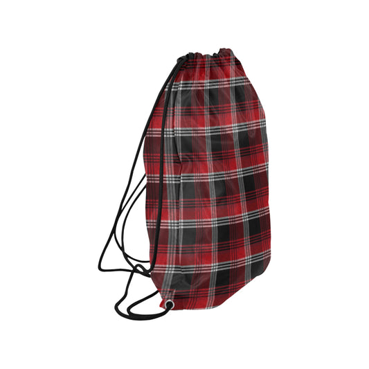Red Plaid Drawstring Bag