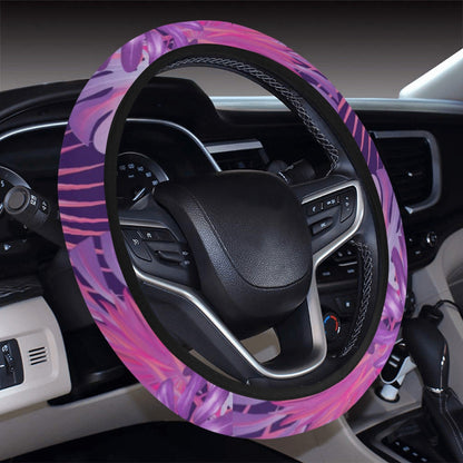Purple Plants Steering Wheel Cover