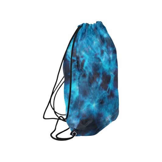 Blue Tie Dye Grunge Drawstring Bag