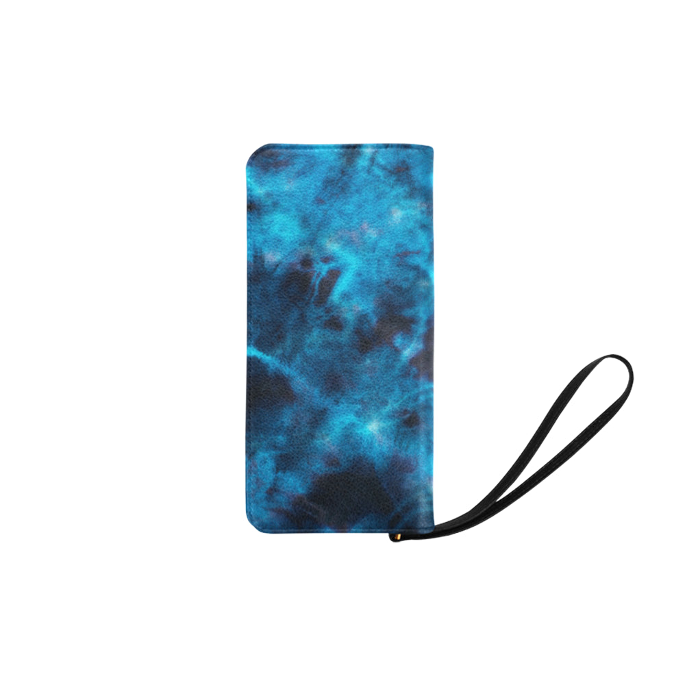 Blue Tie Dye Grunge Clutch Purse