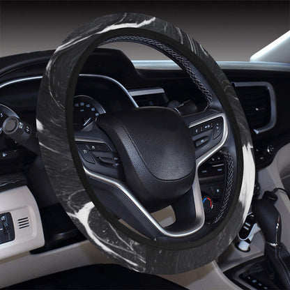 Black & White Swirls Steering Wheel Cover