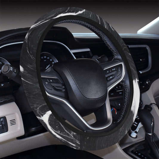 Black & White Swirls Steering Wheel Cover