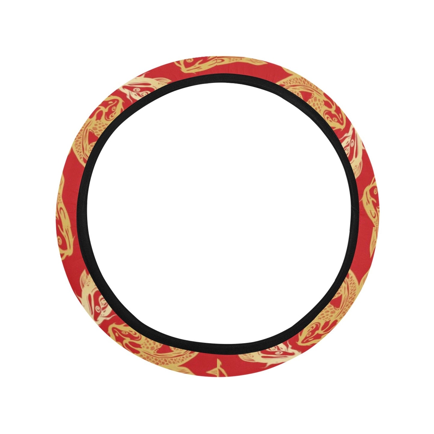 Red Oriental Fish Steering Wheel Cover
