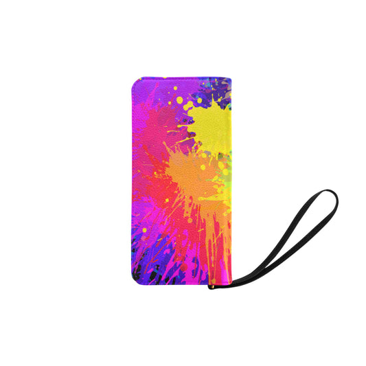 Colorful Paint Splatter Abstract Art Clutch Purse