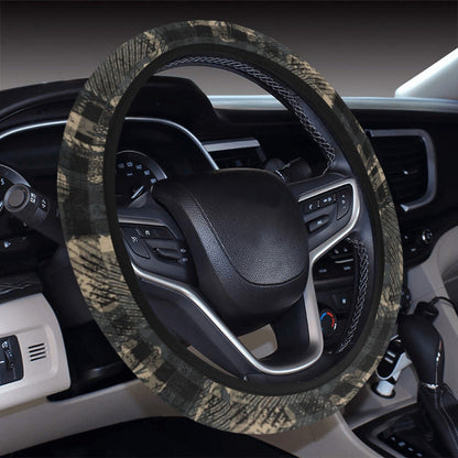 Vintage Floral-Plaid Steering Wheel Cover