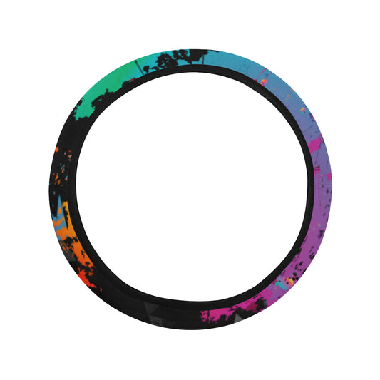 Colorful Abstract Art Car Steering Wheel Cover