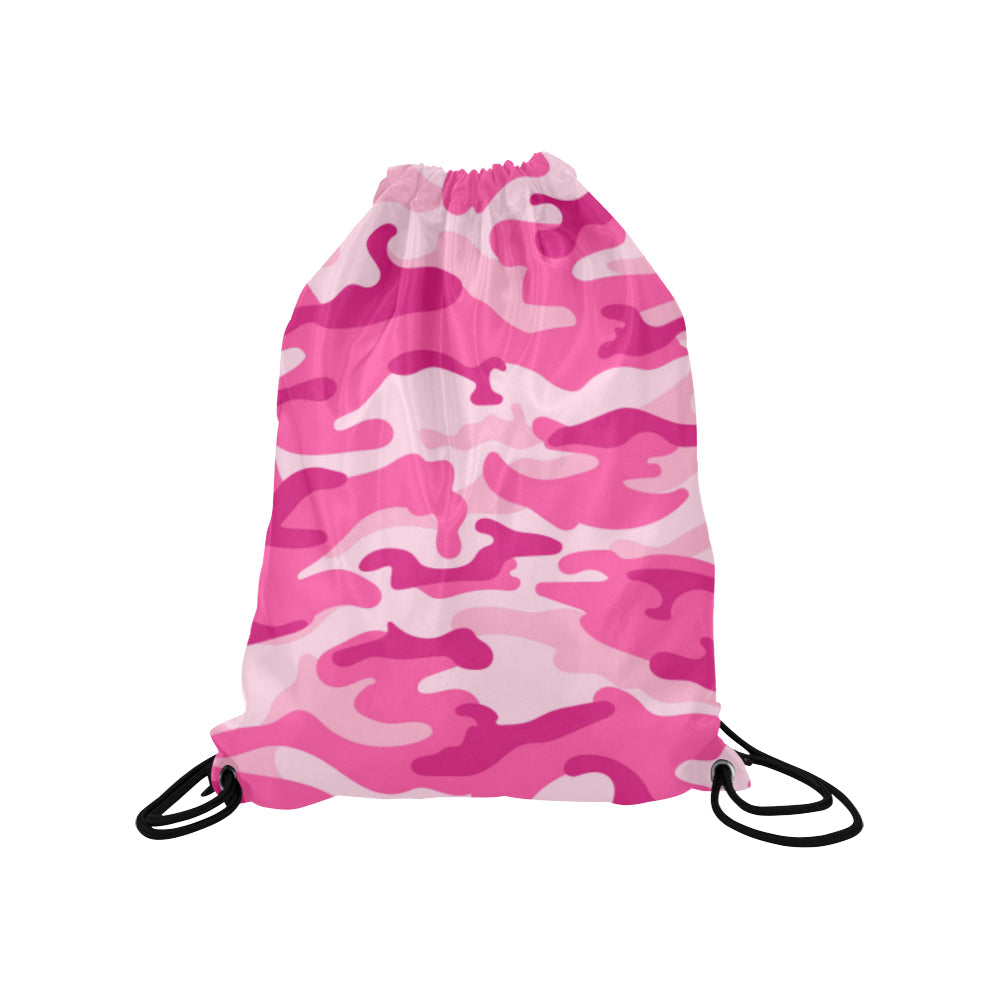 Pink Camouflage Drawstring Bag
