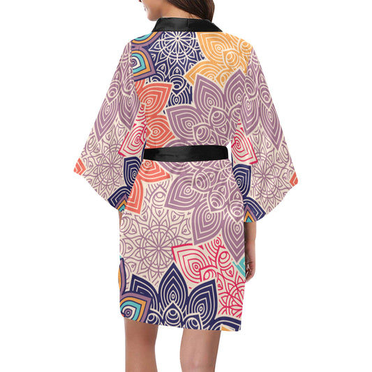 Colorful Floral Mandalas Kimono Robe